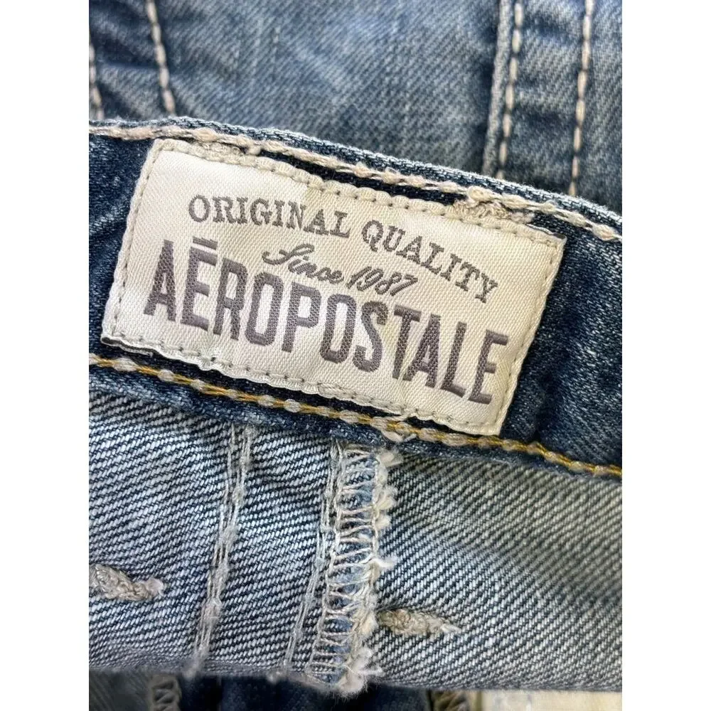 Aeropostale Driggs Slim Bootcut Jeans Mens 30x30 Blue Distressed Medium Wash